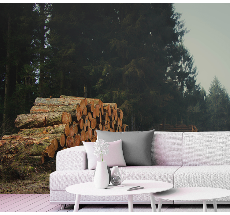 Timmerhögar i skogen Fototapeter Skogar - Tenstickers