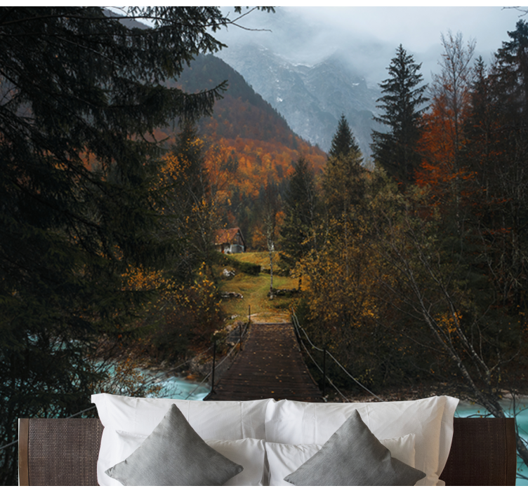 Träbrostig Fototapeter Landskap - Tenstickers