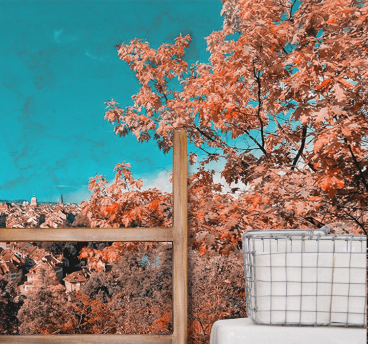 Träd med orange höst i bern fototapeta - Tenstickers