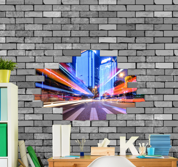 Trasiga tegelstenar med foto anpassade fototapeter - Tenstickers