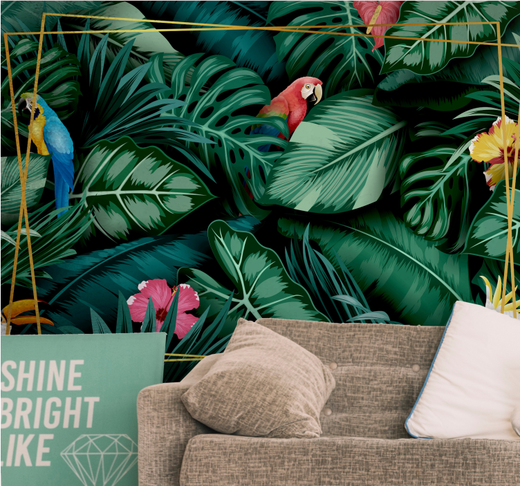 Tropisk regnskogsfåglar fototapet - Tenstickers