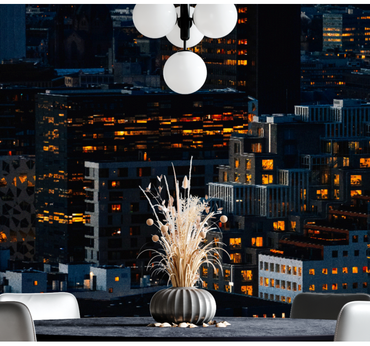 Upplysta stadskvällar Fototapeter Städer och länder - Tenstickers