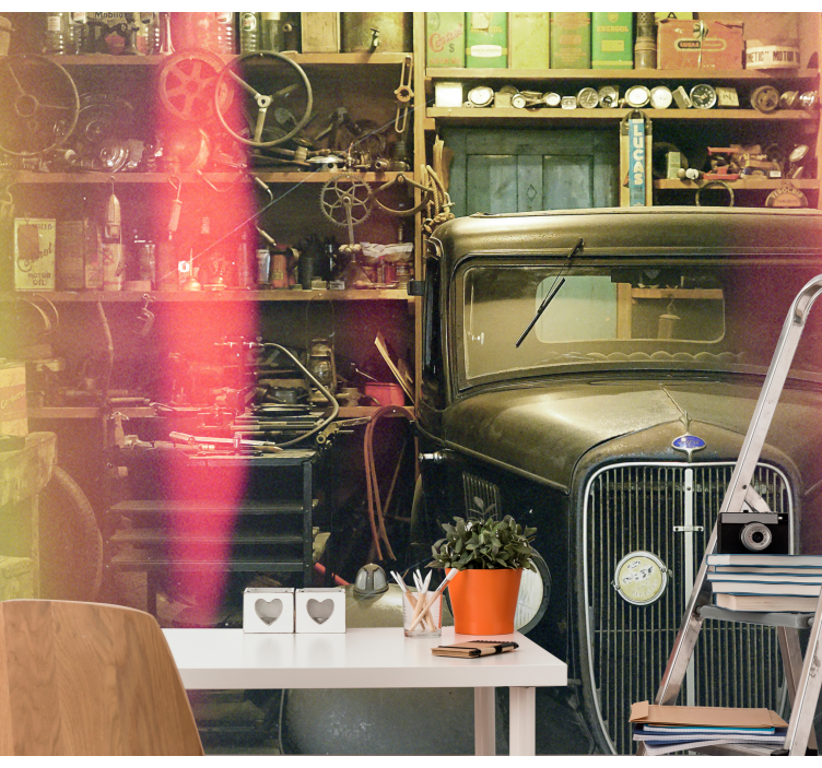 Vintage fordon i garaget bilmålning - Tenstickers