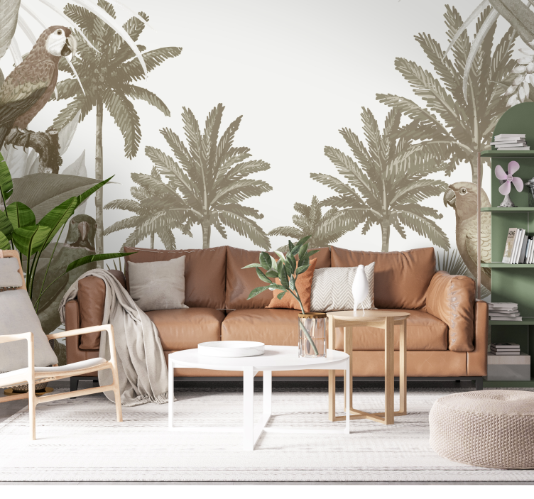 Vintage tropisk fauna Fototapet djungel - Tenstickers