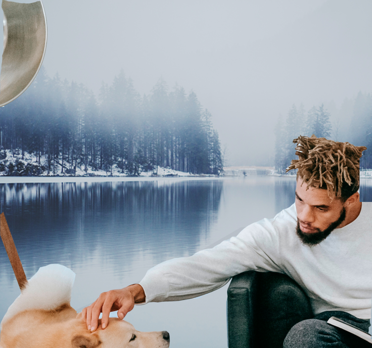 Vinter dimmig skog natur fototapet - Tenstickers