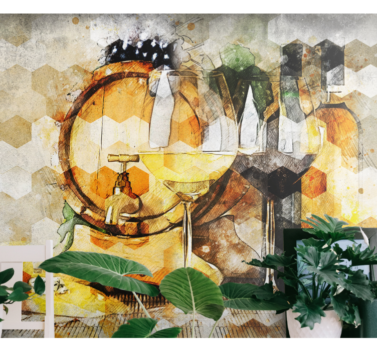 Vinum hexagon mönster 3d fototapet - Tenstickers