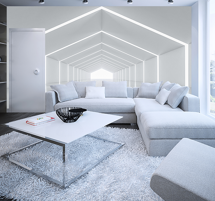 Vit tunnel 3d fototapet - Tenstickers