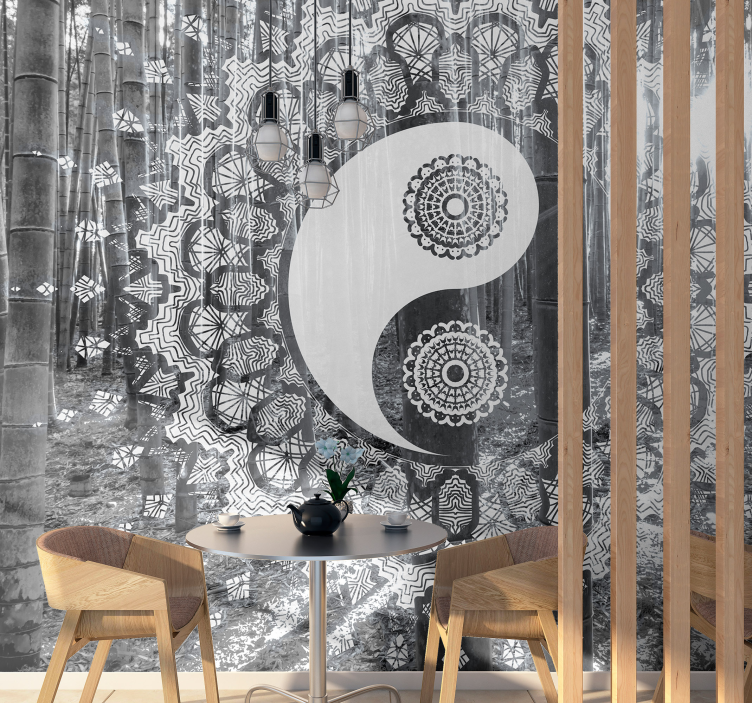 Ying yang paisley zen fototapet - Tenstickers