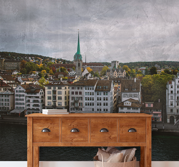 Zürich hus vid sjön fototapeta - Tenstickers