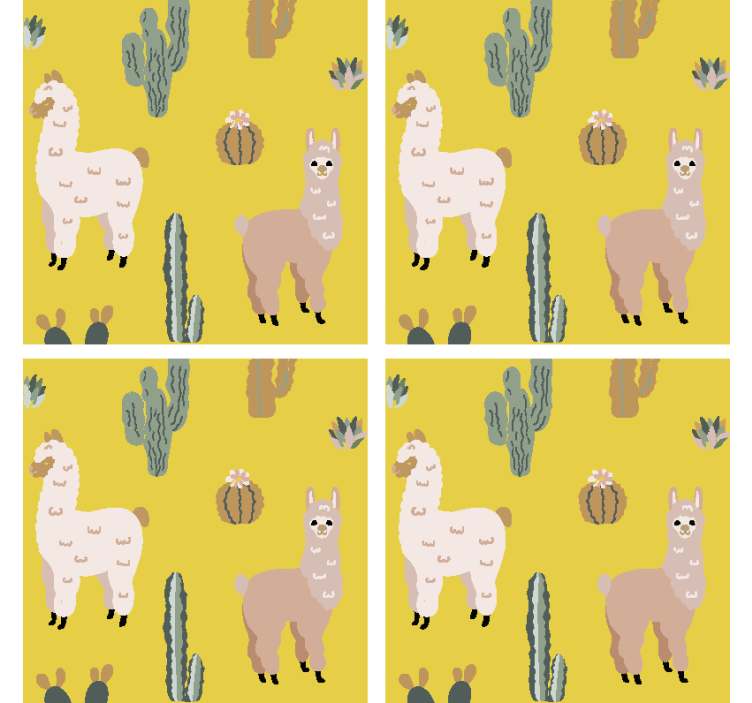 Alpaca och kaktus modern glasunderlägg - Tenstickers