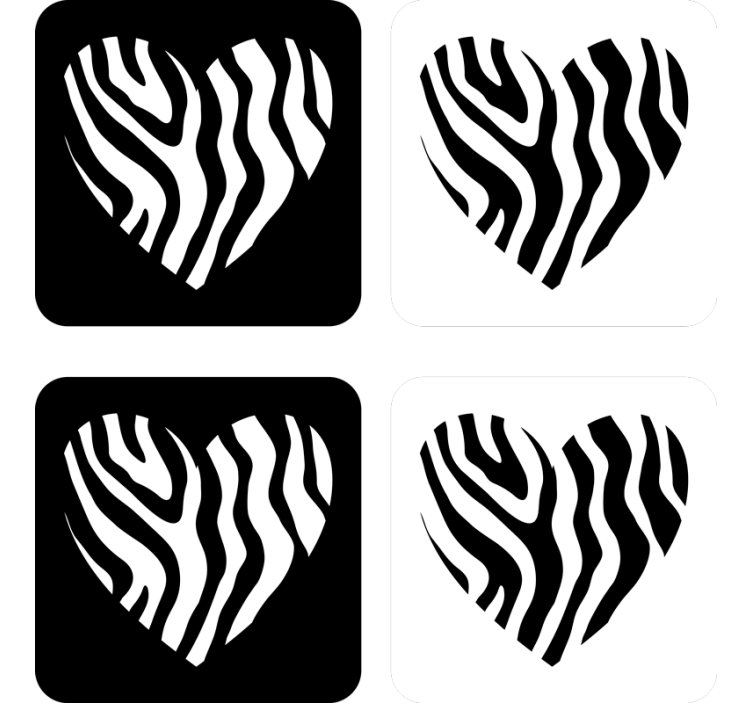 Zebra tryck hjärtan glasunderlägg - Tenstickers