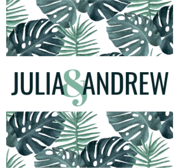 Tropiska löv mönster Glasunderlägg bröllop - Tenstickers