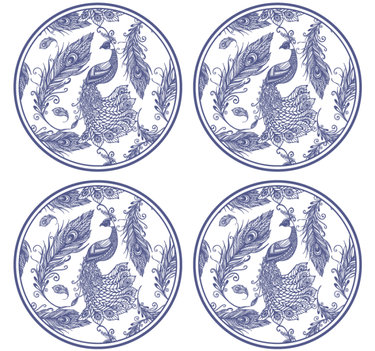 Delftware påfågel kakelunderlägg - Tenstickers