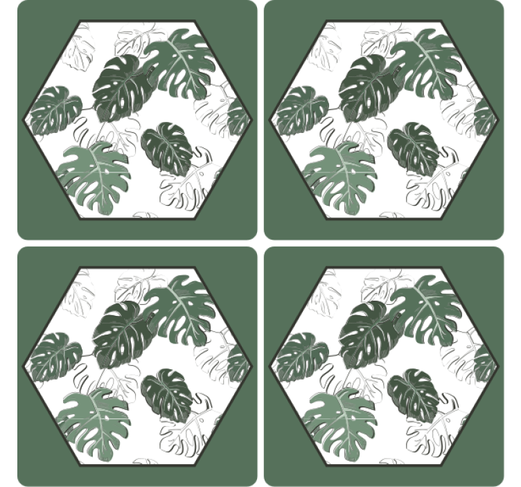 Hexagon monstera fler glasunderlägg - Tenstickers