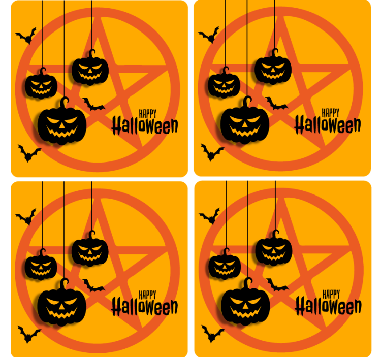 Läskigt pumpamotiv Glasunderlägg Halloween - Tenstickers