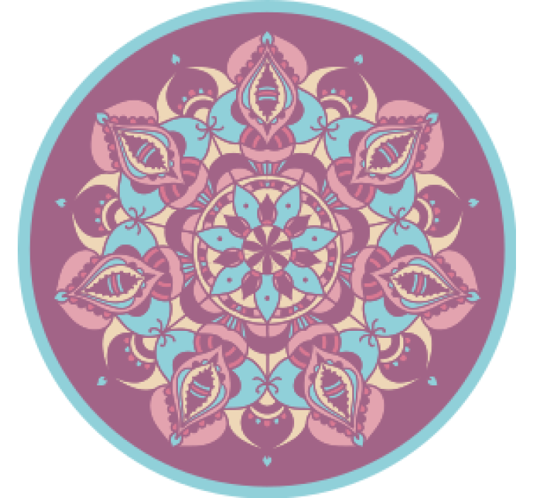 Mandala blå lila rosa vintage glasunderlägg - Tenstickers