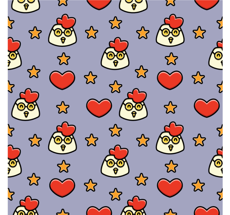 Tecknad kyckling doodle mönster modern glasunderlägg - Tenstickers