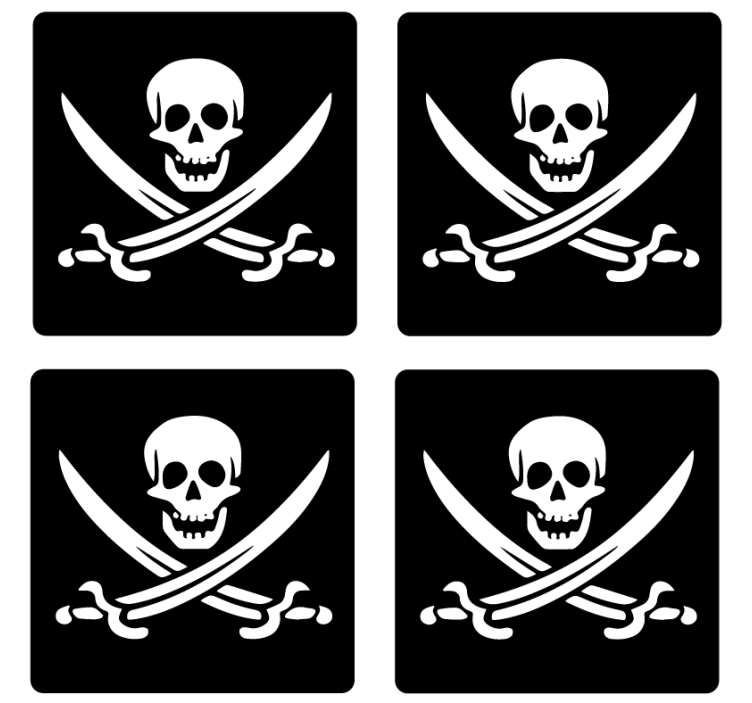 Pirat jolly roger geek glasunderlägg - Tenstickers