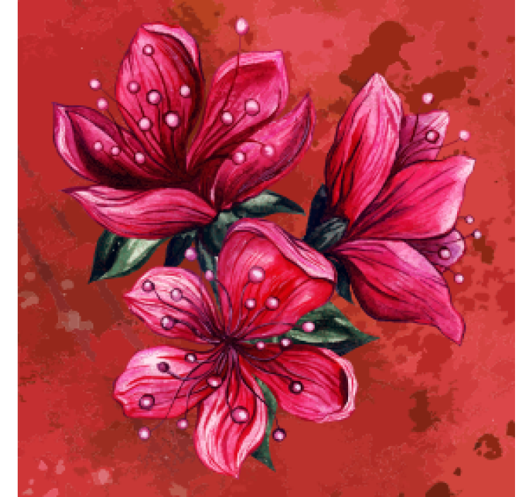 Röda ritade blommor modern vinyl dryck glasunderlägg - Tenstickers