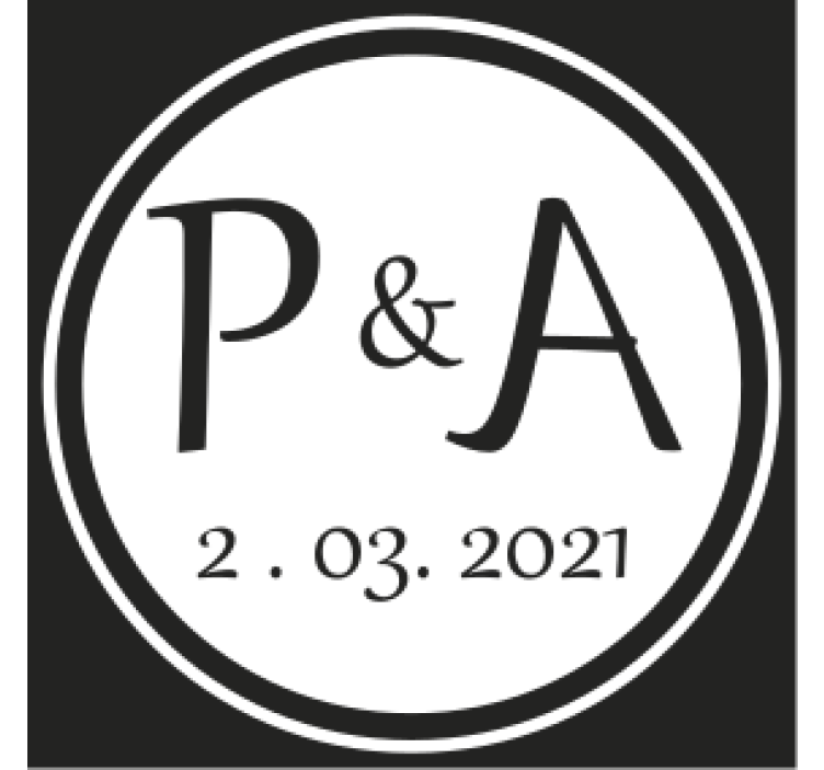 Förlovar initialer med datum bröllop glasunderlägg - Tenstickers