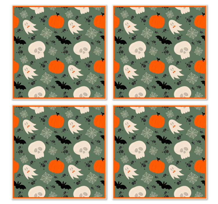 Pumpor, spöken och spindlar halloween glasunderlägg - Tenstickers