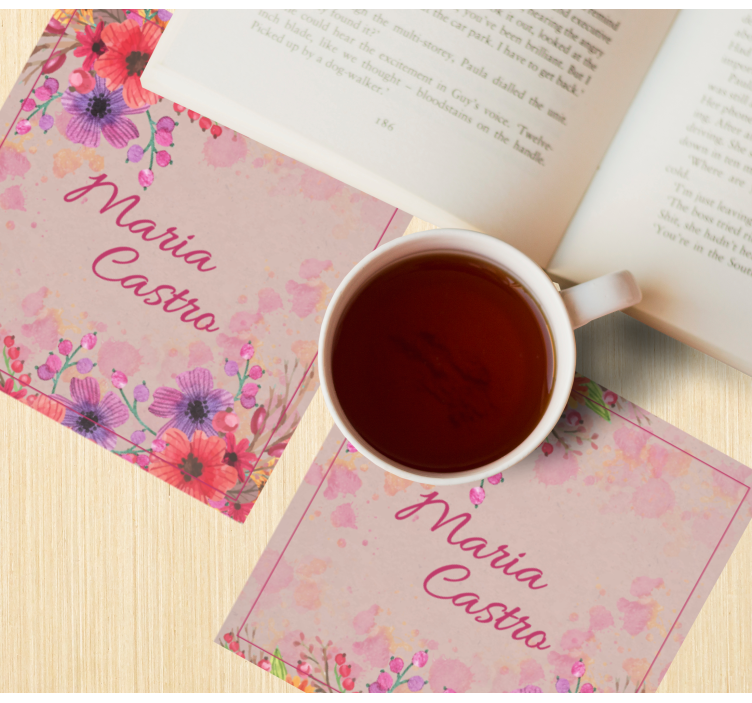 Anpassningsbar glasunderlägg blomsterpersonalisering - Tenstickers