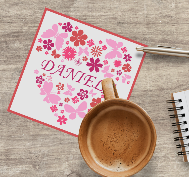 Anpassningsbar glasunderlägg hjärtat blomsterarrangemang - Tenstickers