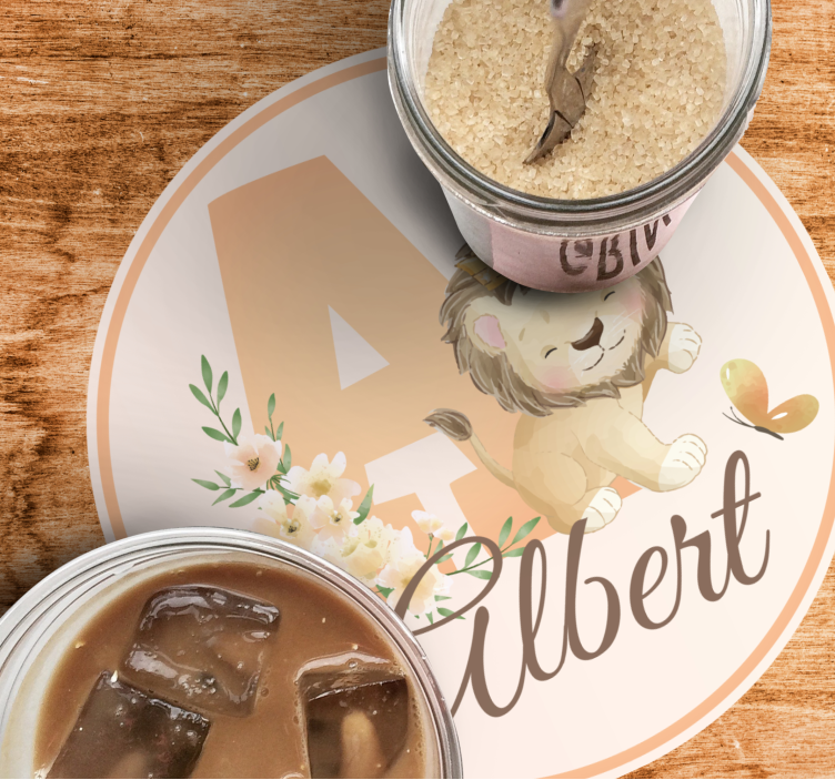 Anpassningsbar glasunderlägg lekfullt lejonmotiv - Tenstickers