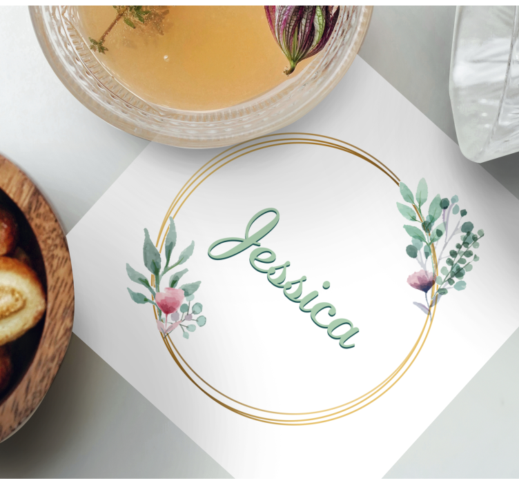 Anpassningsbar glasunderlägg med blomster namn - Tenstickers