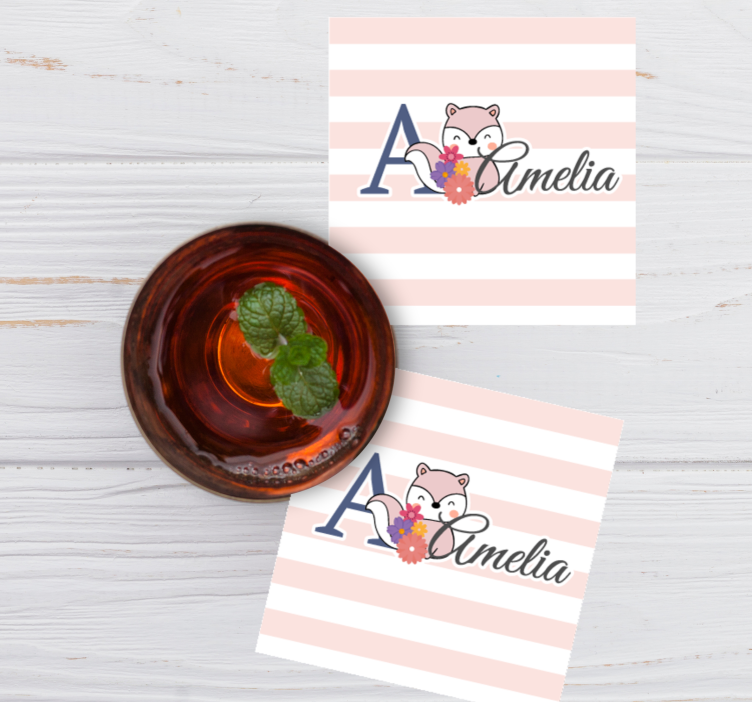 Anpassningsbar glasunderlägg personlig rävillustration - Tenstickers