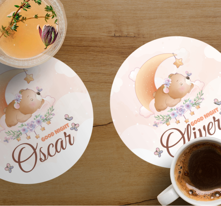 Anpassningsbar glasunderlägg söt björn sängtid tema - Tenstickers