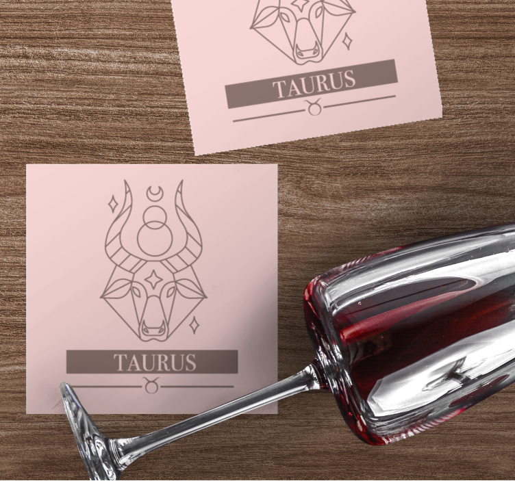 Anpassningsbar glasunderlägg taurus zodiac minimalist - Tenstickers