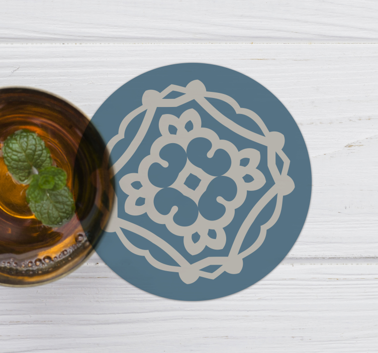 Antika blå och vita mönster vintage glasunderlägg - Tenstickers