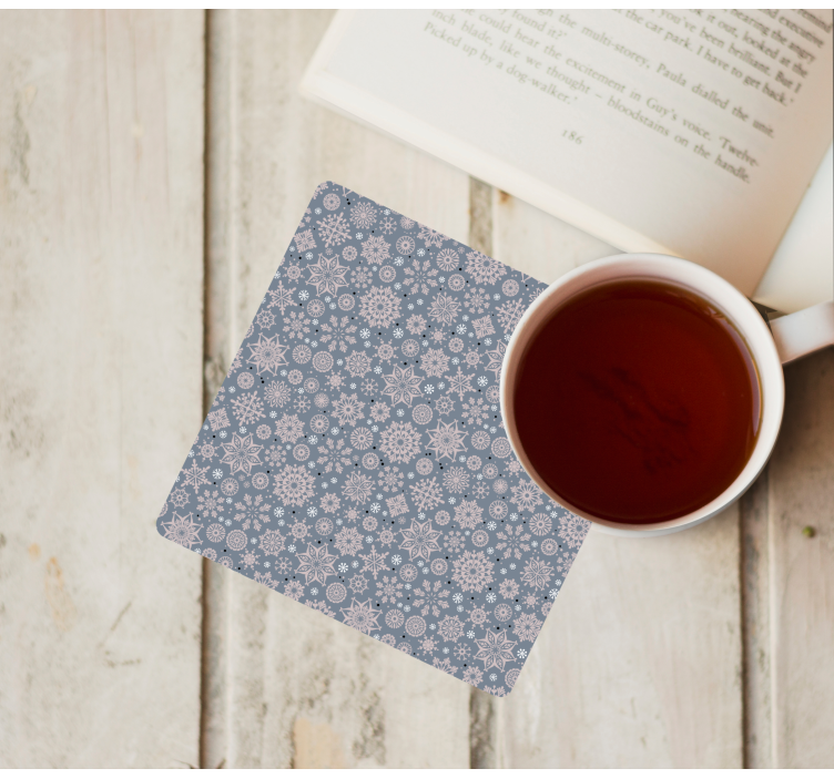 Beige, svartvita glasunderlägg för snöflingor - Tenstickers