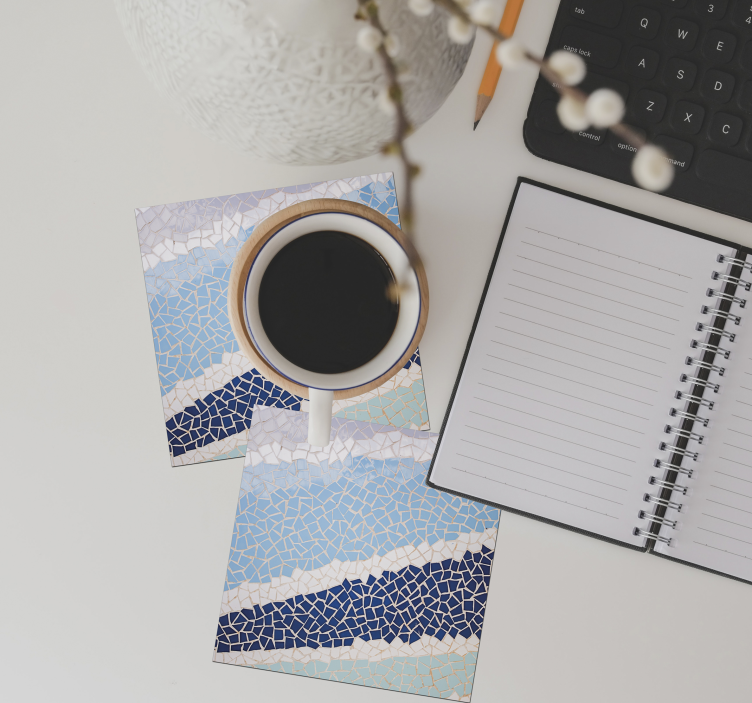 Blå mosaikplattor kakelglasunderlägg - Tenstickers