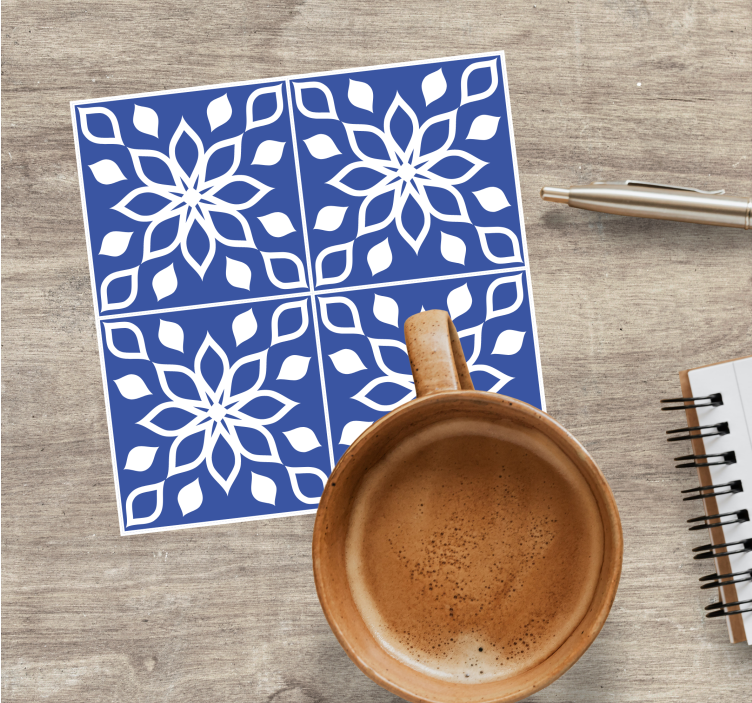 Blå södra kakel mönster kakel glasunderlägg - Tenstickers