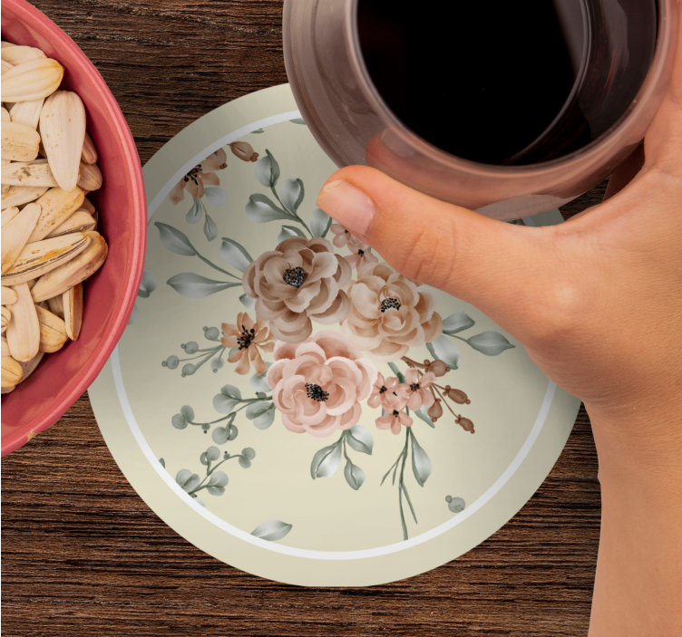 Blommigt elegansmönster Glasunderlägg vintage - Tenstickers