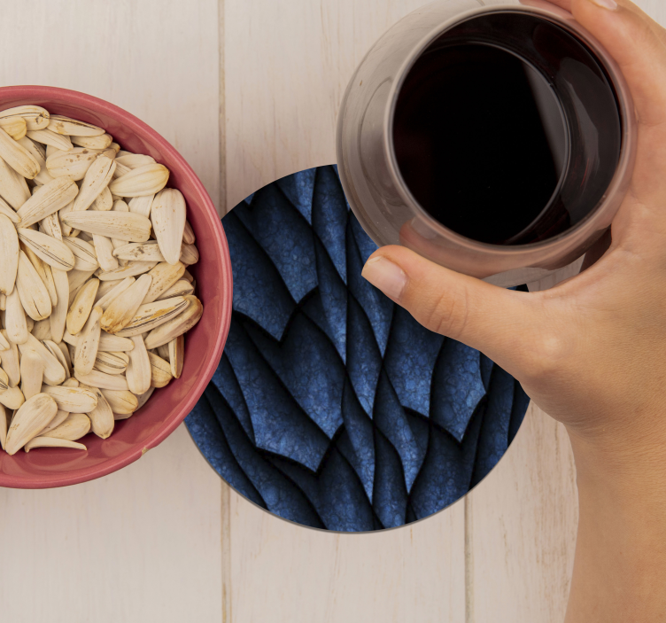 Cirkulär svart drake mönster textur glasunderlägg - Tenstickers