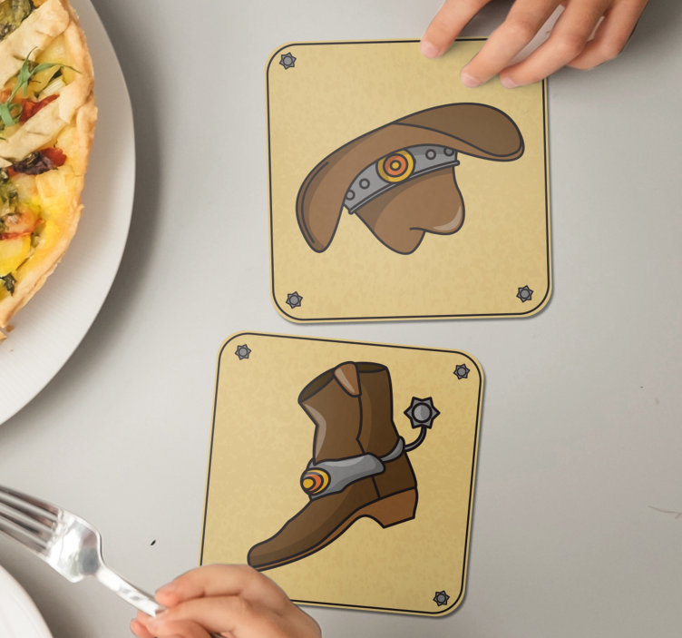 Cowboyhatt och stövlar glasunderlägg nördar - Tenstickers