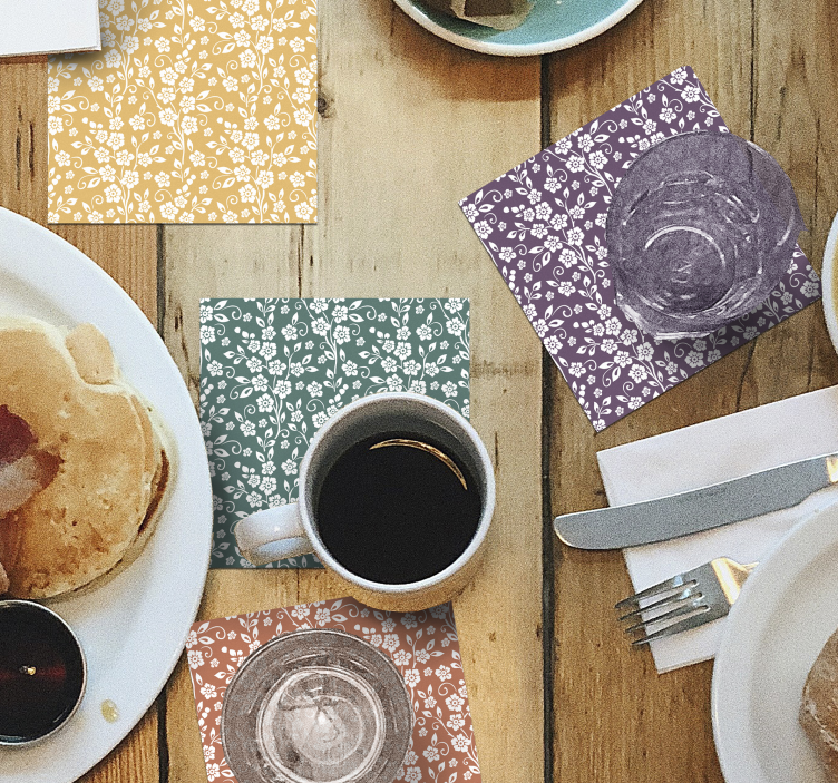 Elegant blommönster glasunderlägg - Tenstickers