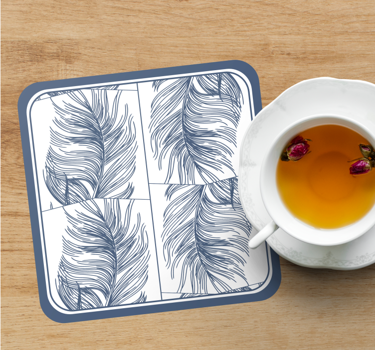 Elegant fjädermönster glasunderlägg - Tenstickers