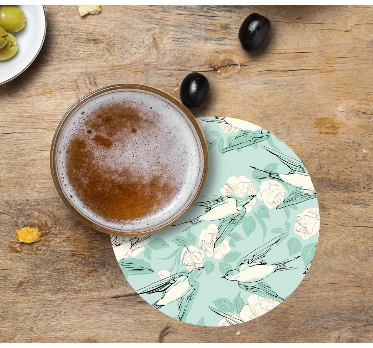 Elegant mönster med fåglar mer glasunderlägg - Tenstickers