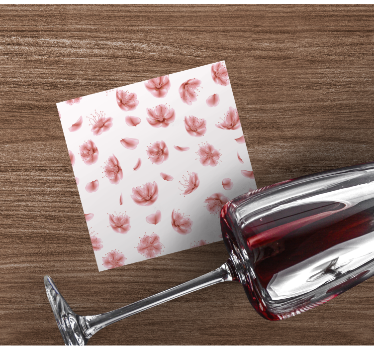 Eleganta rosa körsbärsblommor modern glasunderlägg - Tenstickers