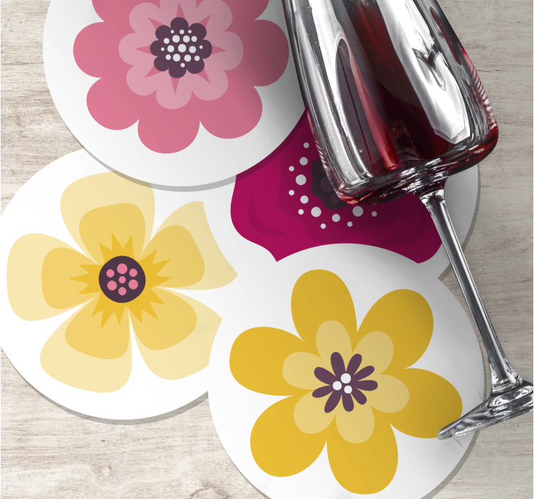 Enkel blomma siluett modern glasunderlägg - Tenstickers