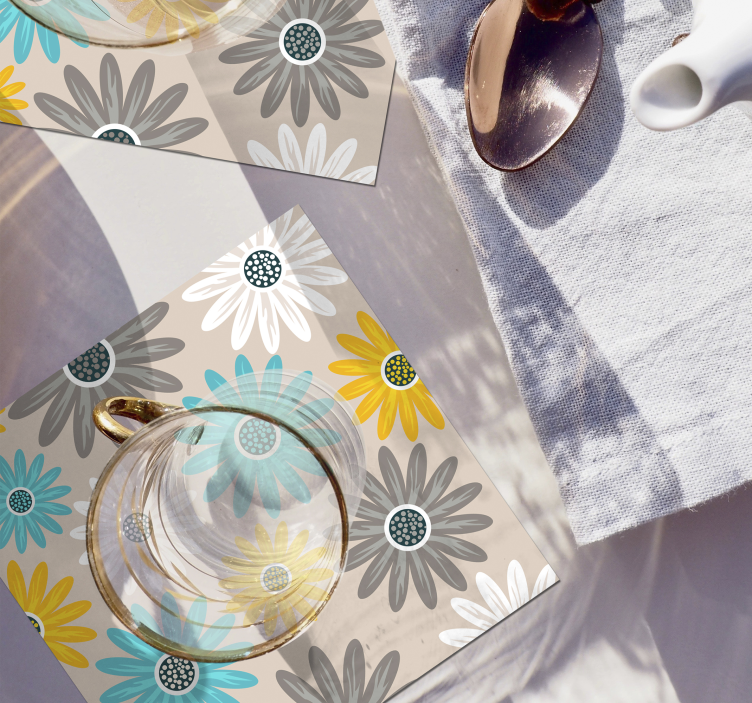 Färgglada tusenskönor glasunderlägg - Tenstickers