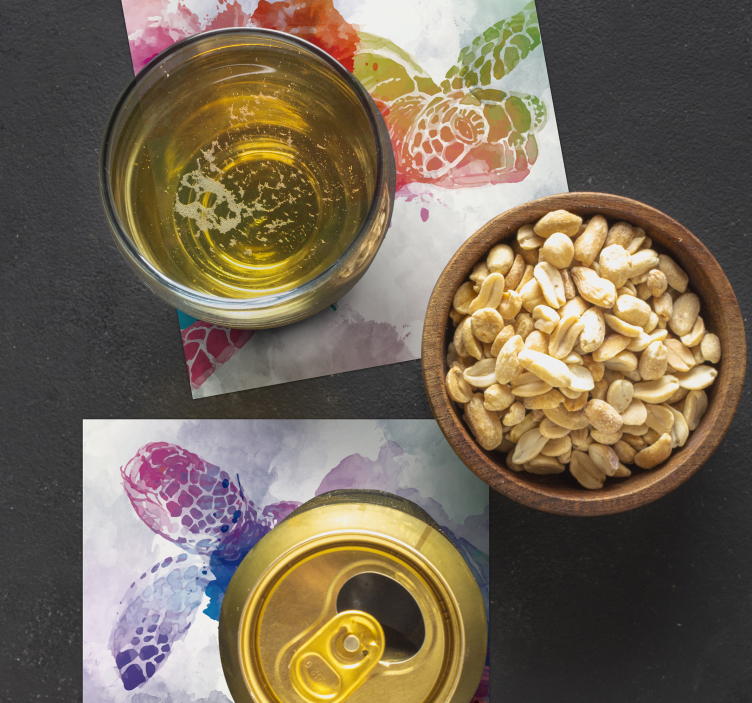 Färgglada sköldpadda plask Glasunderlägg öl - Tenstickers