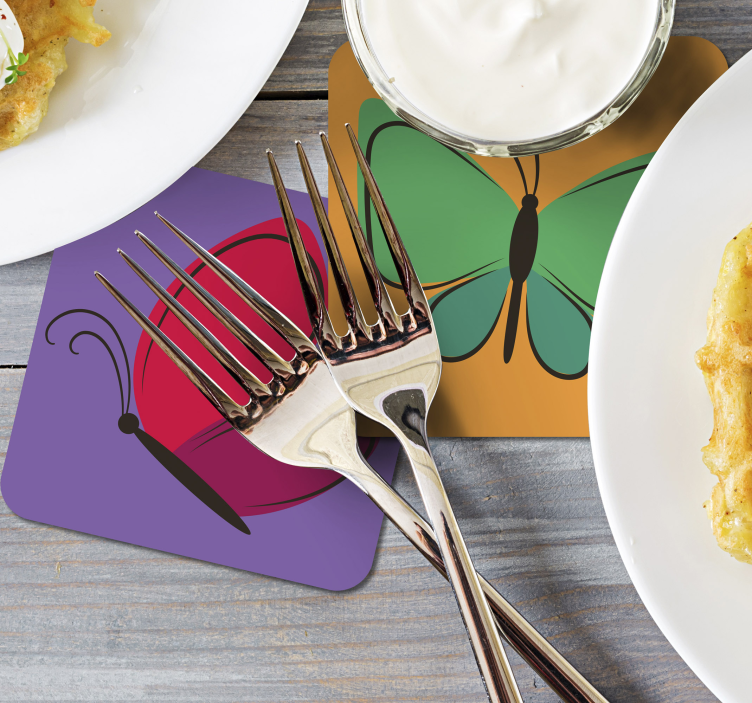 Fjärilar som flyger för barn fjärilsglasunderlägg - Tenstickers