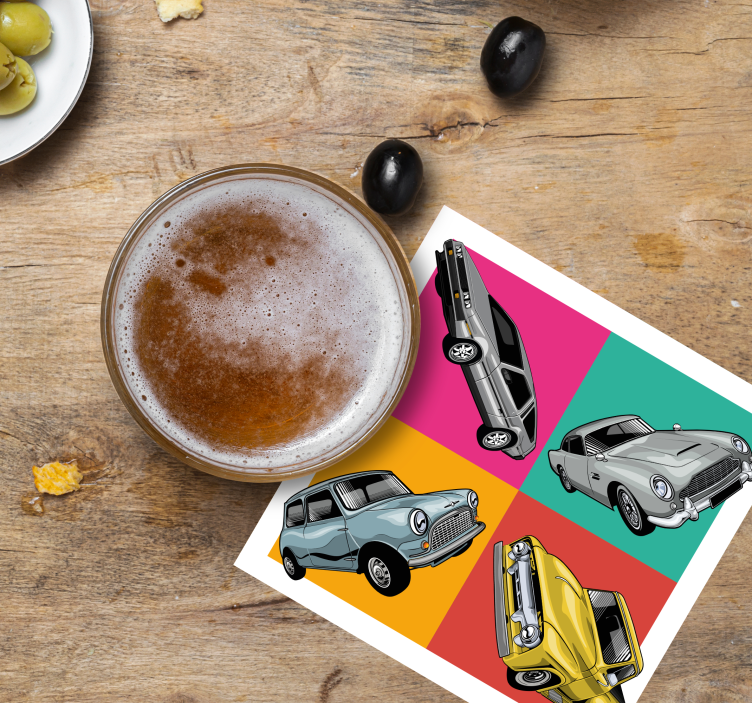 Fyra mönster av gamla bilar vintage -dalbana - Tenstickers