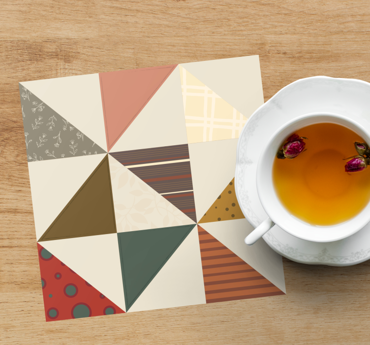 Geometriska färgsegment glasunderlägg - Tenstickers