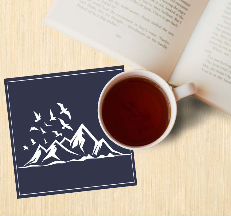 Glasunderlägg bergslandskap silhuett - Tenstickers